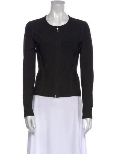 Pre-owned Herve Leger Crew Neck Long Sleeve Top In Black