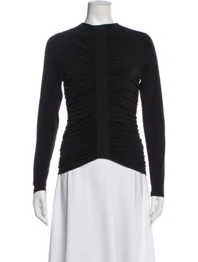 Pre-owned Herve Leger Crew Neck Long Sleeve Top In Black