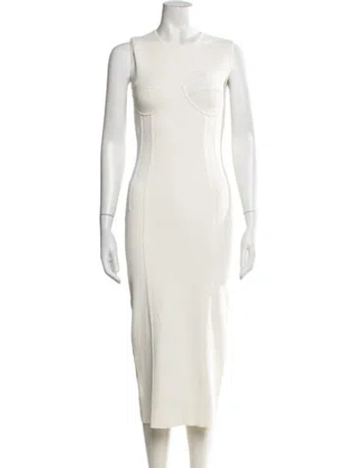 Pre-owned Herve Leger Crew Neck Midi Length Dress In Neutrals