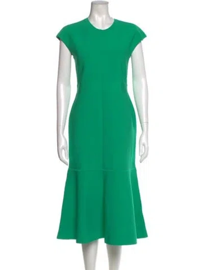 Pre-owned Herve Leger Crew Neck Midi Length Dress W/ Tags In Green