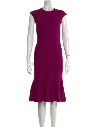 Pre-owned Herve Leger Crew Neck Midi Length Dress W/ Tags In Purple
