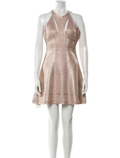 Pre-owned Herve Leger Crew Neck Mini Dress