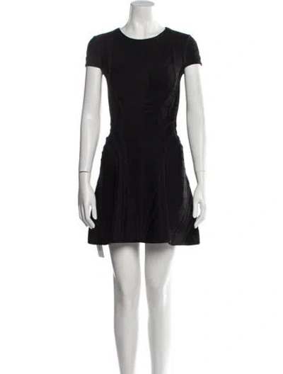 Pre-owned Herve Leger Crew Neck Mini Dress In Black