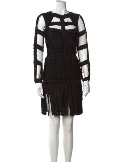 Pre-owned Herve Leger Crew Neck Mini Dress In Black