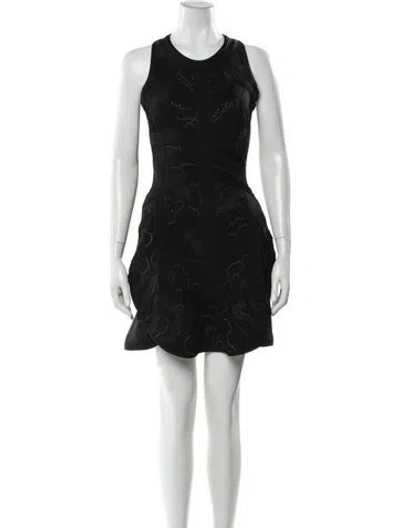 Pre-owned Herve Leger Crew Neck Mini Dress In Black