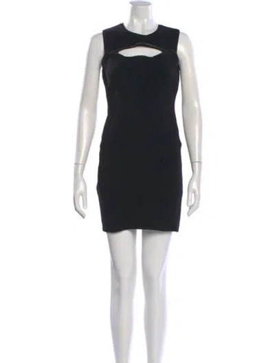 Pre-owned Herve Leger Crew Neck Mini Dress In Black