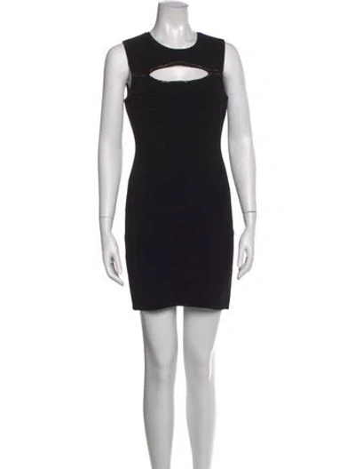 Pre-owned Herve Leger Crew Neck Mini Dress In Black
