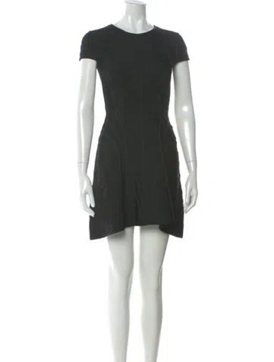 Pre-owned Herve Leger Crew Neck Mini Dress In Black