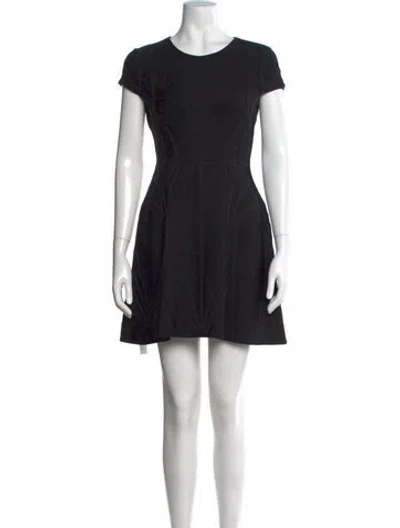 Pre-owned Herve Leger Crew Neck Mini Dress In Black