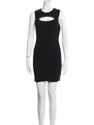 Pre-owned Herve Leger Crew Neck Mini Dress In Black