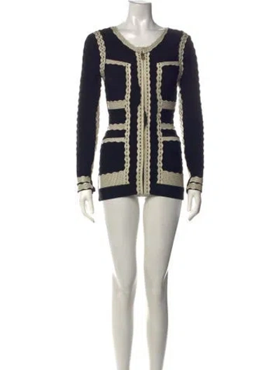 Pre-owned Herve Leger Crew Neck Mini Dress In Black