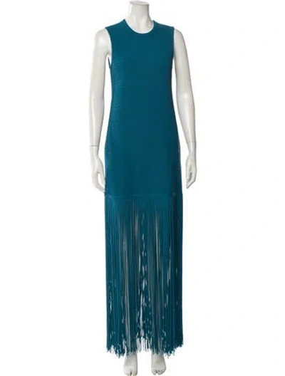 Pre-owned Herve Leger Crew Neck Mini Dress In Blue