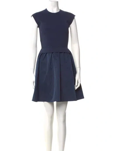 Pre-owned Herve Leger Crew Neck Mini Dress In Blue