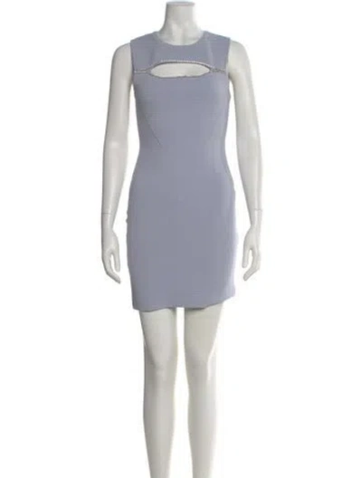 Pre-owned Herve Leger Crew Neck Mini Dress In Blue