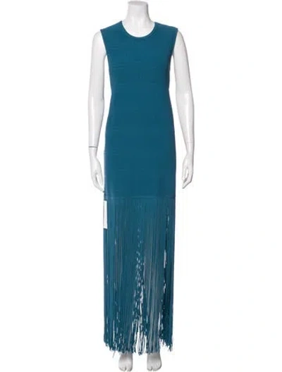 Pre-owned Herve Leger Crew Neck Mini Dress In Blue