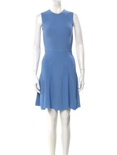 Pre-owned Herve Leger Crew Neck Mini Dress In Blue