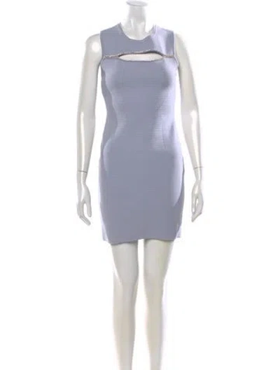 Pre-owned Herve Leger Crew Neck Mini Dress In Blue