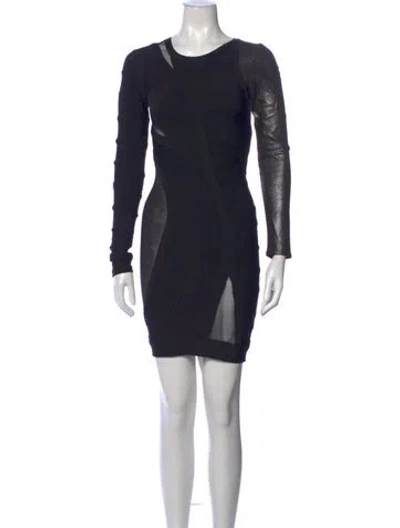 Pre-owned Herve Leger Crew Neck Mini Dress In Blue