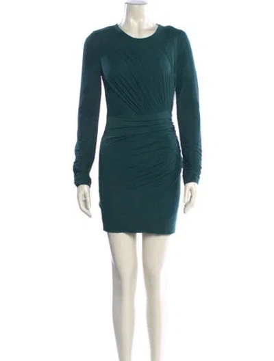 Pre-owned Herve Leger Crew Neck Mini Dress In Green