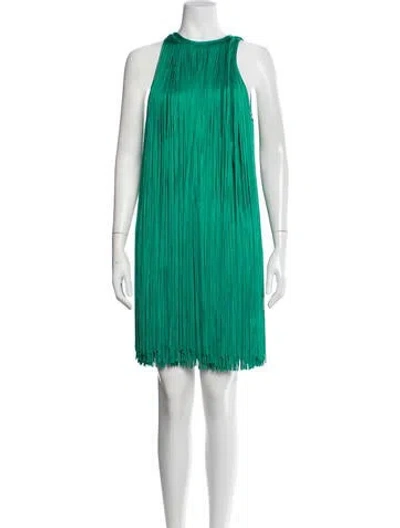 Pre-owned Herve Leger Crew Neck Mini Dress In Green