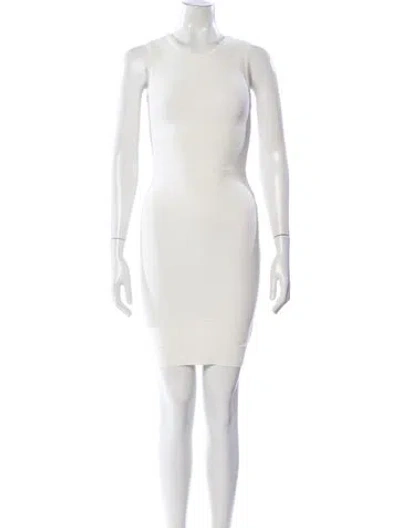 Pre-owned Herve Leger Crew Neck Mini Dress In Neutral