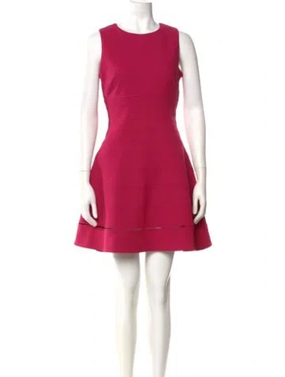 Pre-owned Herve Leger Crew Neck Mini Dress In Pink