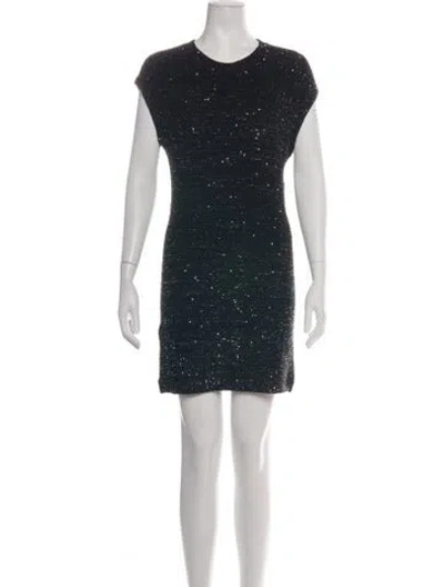 Pre-owned Herve Leger Crew Neck Mini Dress W/ Tags In Black