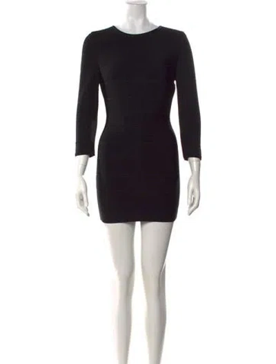 Pre-owned Herve Leger Crew Neck Mini Dress W/ Tags In Black
