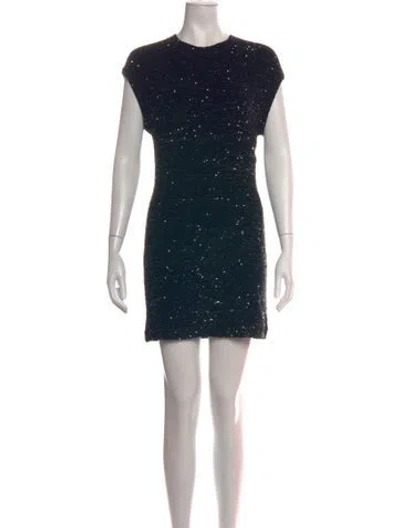 Pre-owned Herve Leger Crew Neck Mini Dress W/ Tags In Black