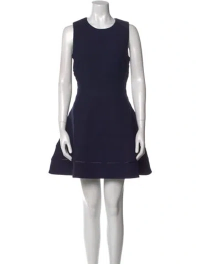 Pre-owned Herve Leger Crew Neck Mini Dress W/ Tags In Blue