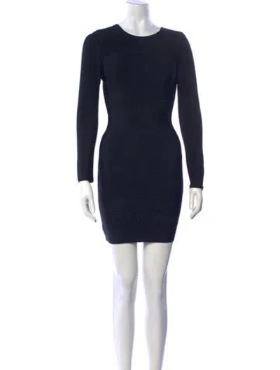 Pre-owned Herve Leger Crew Neck Mini Dress W/ Tags In Blue