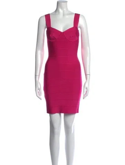 Pre-owned Herve Leger Crew Neck Mini Dress W/ Tags In Multicolor