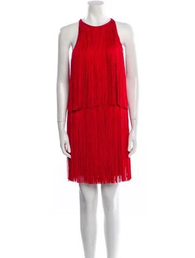 Pre-owned Herve Leger Crew Neck Mini Dress W/ Tags In Red