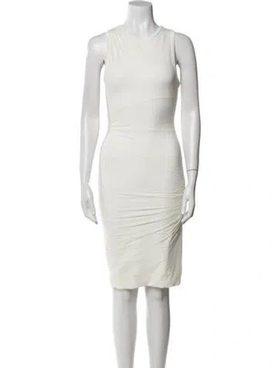 Pre-owned Herve Leger Crew Neck Mini Dress In White