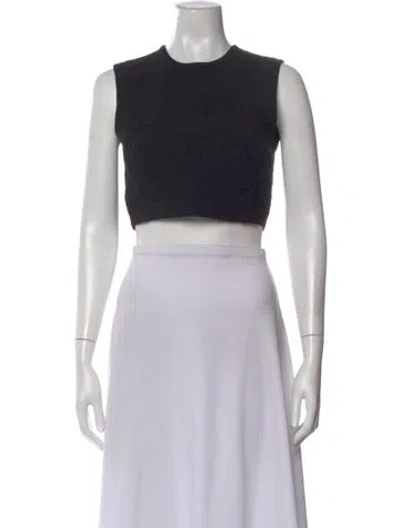 Pre-owned Herve Leger Crew Neck Sleeveless Crop Top In Black