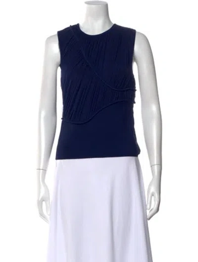 Pre-owned Herve Leger Crew Neck Sleeveless Top In Blue