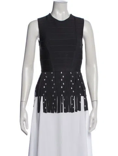 Pre-owned Herve Leger Crew Neck Sleeveless Top In Gray