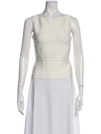 Pre-owned Herve Leger Crew Neck Sleeveless Top In Neutral