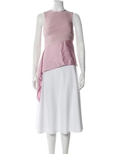 Pre-owned Herve Leger Crew Neck Sleeveless Top W/ Tags In Pink
