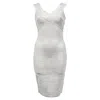 Herve Leger Criss Cross Bandage Mini Dress In Silver Rayon In Silver