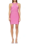 Herve Leger Crisscross Bandage Minidress In Carnation
