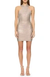 Herve Leger Knit Dress In Rose Gold Foil