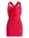 Herve Leger Crossover-strap Mini Dress In Red