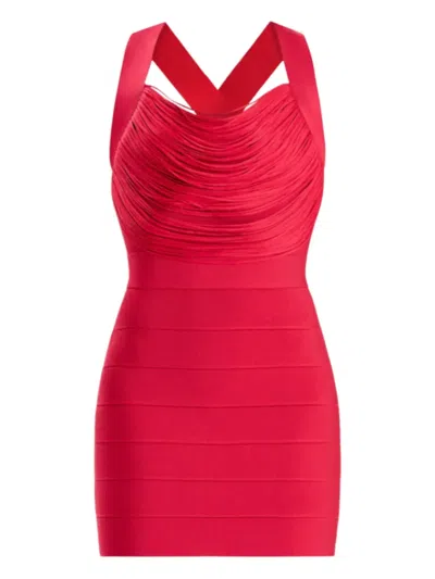Herve Leger Crossover-strap Mini Dress In Red