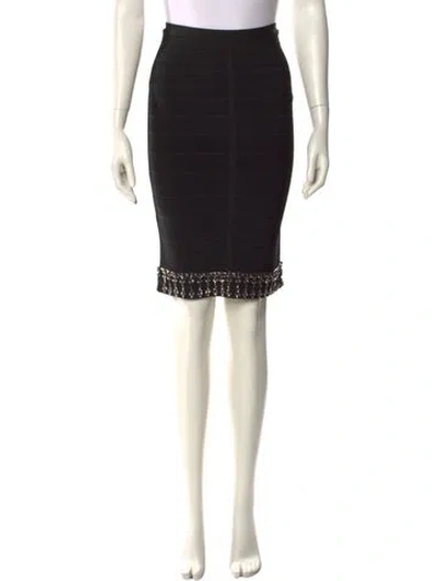 Pre-owned Herve Leger Crystal Embellishments Knee-length Skirt In Black