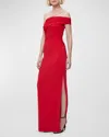 HERVE LEGER CRYSTAL STRAP RUCHED ONE-SHOULDER GOWN