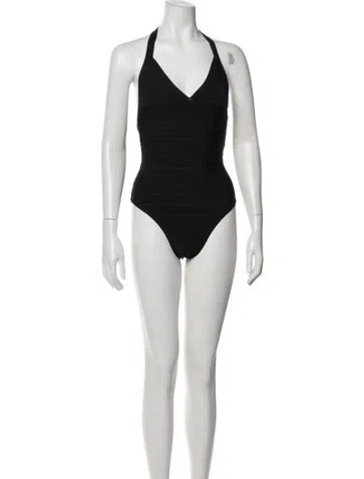Pre-owned Herve Leger Cutout Accent One-piece In Black