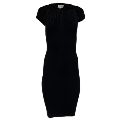 Herve Leger Cutout Twisted Ribbed Bandage Dress In Black Rayon
