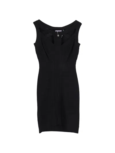 Pre-owned Herve Leger Cutout Zipped Mini Dress In Black