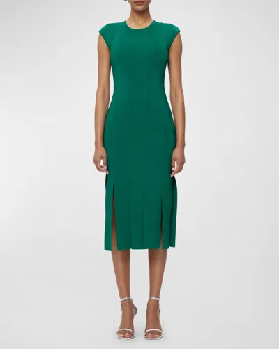 Herve Leger D-ring Carwash Bandage Body-con Midi Dress In Forest